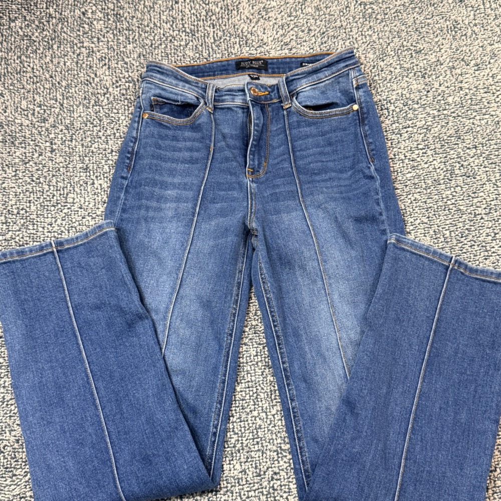 Judy Blue Straight Fit Seam Front Jeans Medium Wash High Rise 7/28